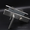 Lever on backplate in satin stainless steel door handle